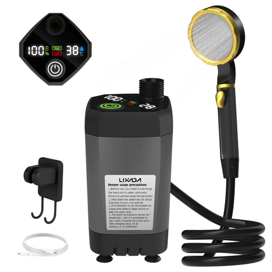 Portable Camping Shower Pump – Rechargeable Outdoor Shower for Hiking, Travel, and Beach.